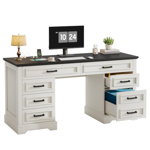 Farmhouse Executive Desk with Charging Station
