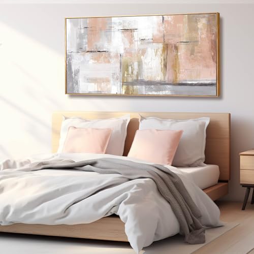 Abstract Wall Art Gold Wall Decor for Girl Pink Pictures for Living Room Hand Painted Painting for Bedroom Home Office Wall Decorations 24"x 48"
