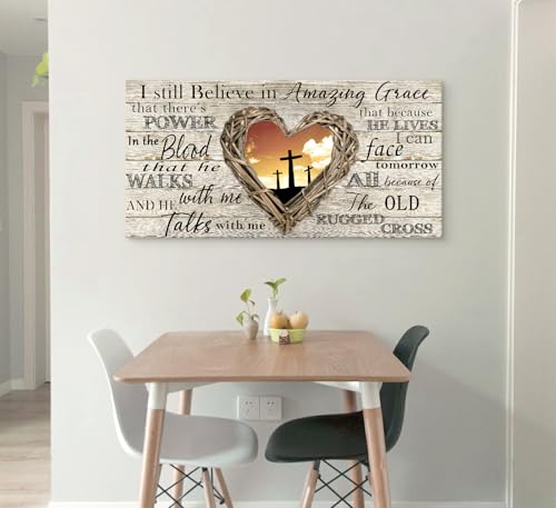 Amazing Grace Christian Wall Art Canvas Cross Decor