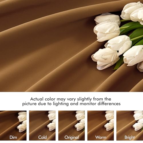 Golden Brown Back Tab Blackout Curtains 52x63 Inches Long 2 Panels (2 Count)