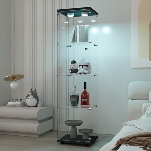 Black Glass Display Cabinet with LED Light