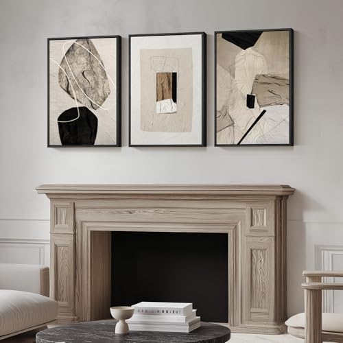 Framed Modern Minimalist Neutral Abstract Wall Art (3 Count)