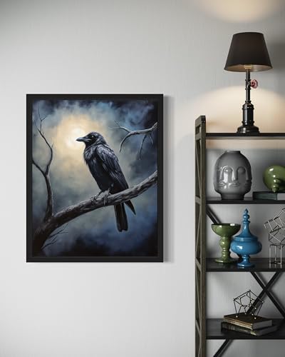 Crow under the Moonlight Unframed Poster Art Print
