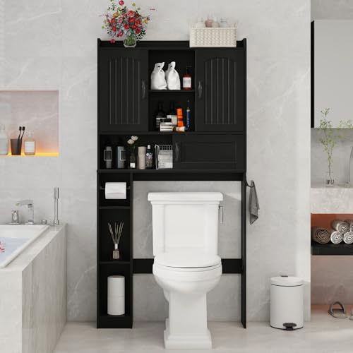 Over The Toilet Cabinet with 2 Barn Doors & Sliding Door