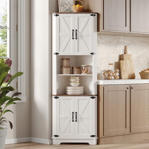 68.9" Tall Farmhouse Style Corner Cabinet