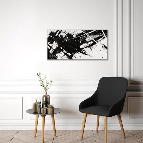 Abstract Black And White Wall Art Canvas Art Wall Decor 20" X 40"