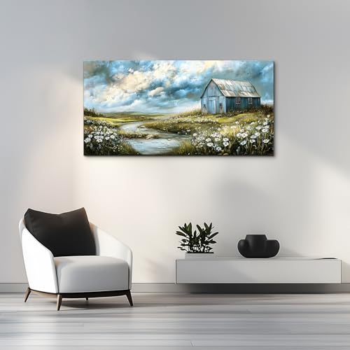 Wall Art For Living Room Large Canvas Wall Decor For Bedroom Field Scenery Flower Watercolour Painting Office Restaurant Mural Printing Picture Artwork Ready To Hang Home Decor 24x48 In