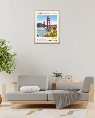 Natural OAK Wood Golden Gate Bridge Framed Wall Art