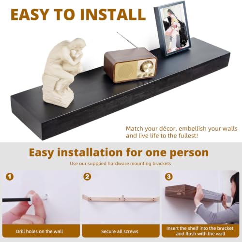 Floating Shelves 3 inch Thick for Wall Set of 2