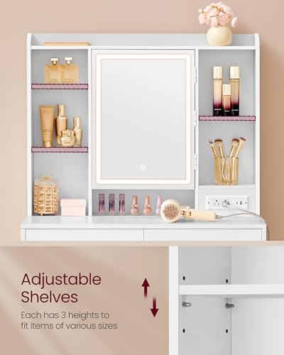 35.4 Inch Vanity Desk with Mirror and Lights