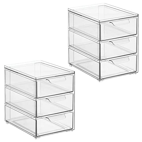 Plastic Stackable Organizer with 3 Drawers (2 Count)