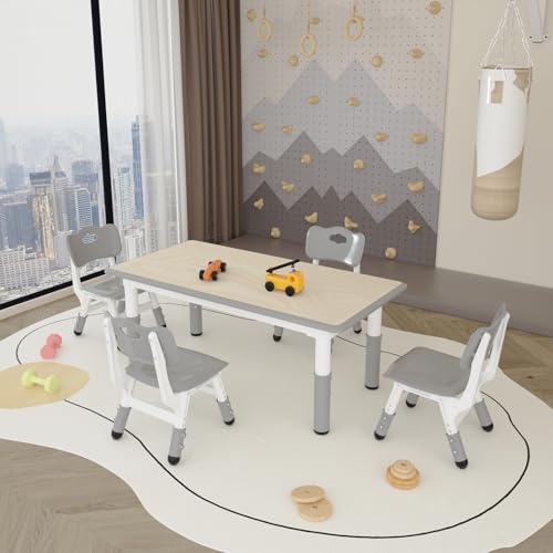 Kids Study Table and 4 Chairs Set