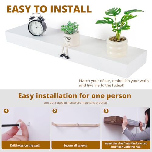 Floating Shelves 3 inch Thick for Wall Set of 2 (2 Count)