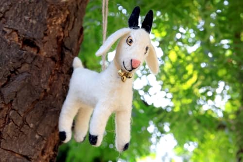Handmade Needle Felt Goat Ornament Decorative Hanging Christmas Tree Gift Decor Figure