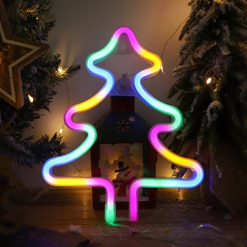 Christmas Tree Neon Light Signs for Bedroom Bedside Dorm Wall Decor