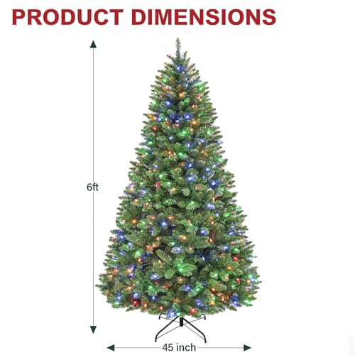 6ft Artificial Prelit Christmas Tree with 250 Multicolor LEDs (1032 Count)