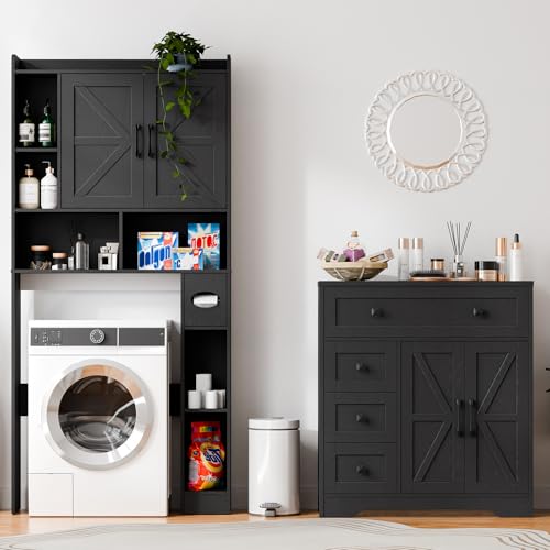 Farmhouse Storage Cabinet with 2 Doors and 4 Drawers
