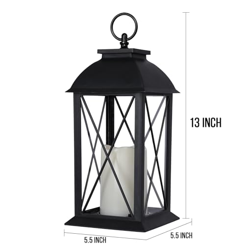 13 Inch Outdoor Decorative Lanterns with LED Candle Timer 2 Pack Cross (2 Count)
