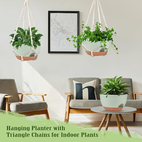 2 Pack 12 Inch Self Watering Hanging Planters for Indoor Outdoor Plants (2 Count)