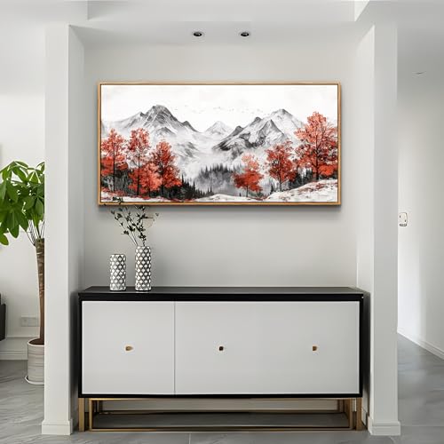 Canvas Wall Art For Living Room Large Wall Decor For Bedroom Red Tree Ink