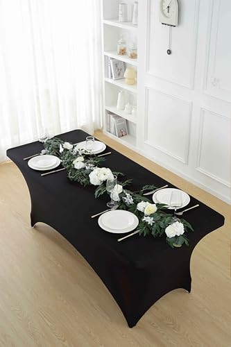 2 Pack 6ft Black Spandex Tablecloth (2 Count)