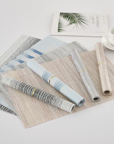 Geometric Print Blue Placemats Set of 6 (2.83 Count)