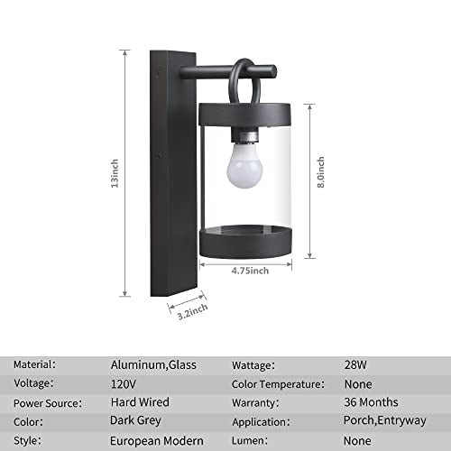 Dusk to Dawn Outdoor Wall Lighting 2 Pack Black Exterior Wall Lantern Sconce Fixture with E26 Base for Porch Patio Garage House (2 Count)