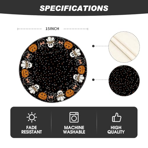 Ghost Cat Halloween Round Placemats Set of 6 (6 Count)