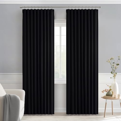 Black Back Tab Blackout Curtains 52x84 Inch Length 2 Panels Set (2 Count)