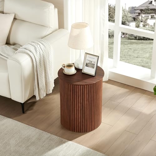 Small Round Side Table Fluted Night Stand Set of 2 (2 Count)