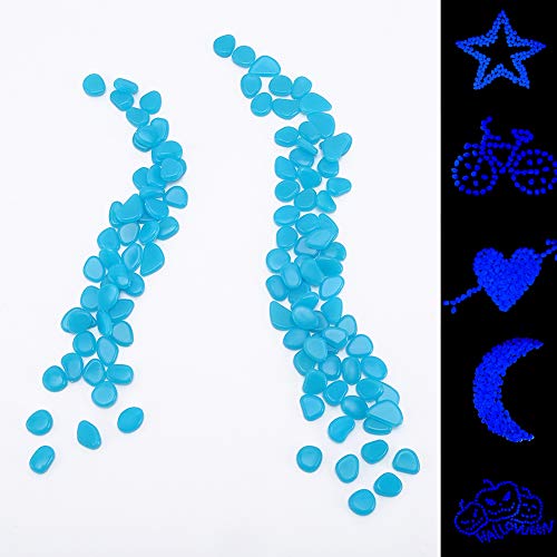 Glow Pebbles 480 pcs Blue Glowing Rocks for Outdoor Decor (480 Count)