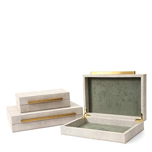 BAALTTO RUNYAO Kingflux Faux Ivory Shagreen Leather Set of 3 Pcs Decorative Boxes