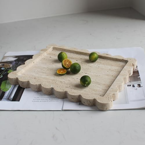 Natural Luxury Scalloped Marble Tray 10.8"x8"