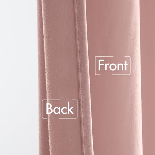 Light Pink Velvet Pinch Pleat Blackout Curtains W52 X L108 Inches (2 Count)