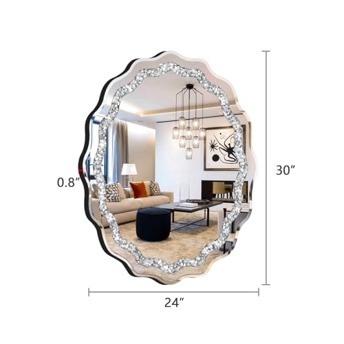 24x30 Inch Frameless Oval Wall Mirror for Bathroom Sink