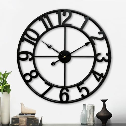 Silent 24 Inch Wall Clocks for Living Room Decor