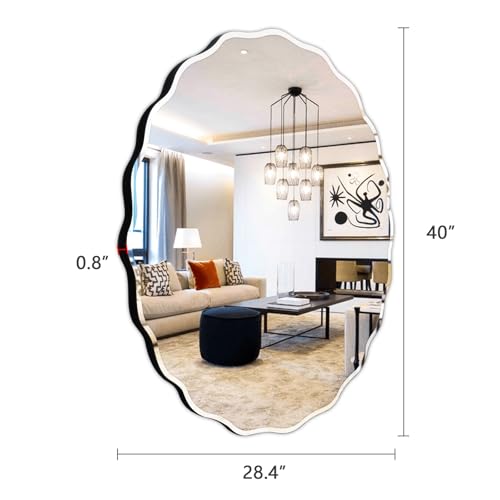 28.4x40 Inch Frameless Oval Wall Mirror for Bathroom Sink