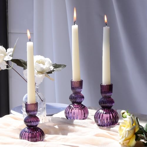 Purple Taper Candle Holders Set of 3 (3 Count)