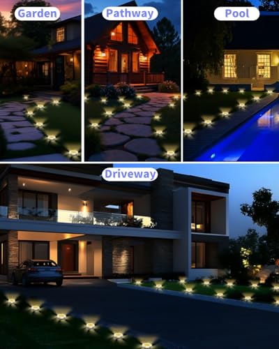 Solar Ground Lights Outdoor 12 Pack Waterproof (12 Count)