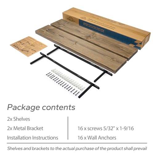 36 inch Walnut Floating Shelves for Wall Set of 2 (2 Count)