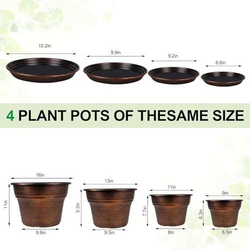 Plant Planters Pots Set of 4 Pack 11 Inch (4 Count)