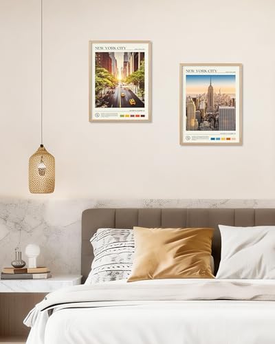 12x16IN New York Street Framed Wall Art Urban Canvas Print