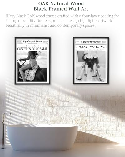 8x10in Cowgirls Go Coastal Framed Newspaper Wall Art