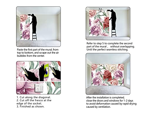Pink Peony Flowers Mural Bedroom Peony Floral Wallpaper Room Decor Living Room tv Background Large wall Mural