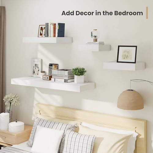 16 x 12 Deep Floating Shelves Wall Mounted Set of 2 White (2 Count)