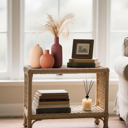 Ceramic Modern Vase for Home Decor Farmhouse Vases Set of 3 Terracotta Decorative Pottery Boho Vases for Pampas Grass Living Room Kitchen Bedroom Entryway Mantel Decor (3 Count)