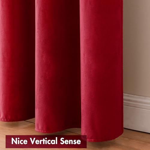 Red Blackout Velvet Curtains Drapes 96 Inch Long 52"x96" Bedroom (2 Count)