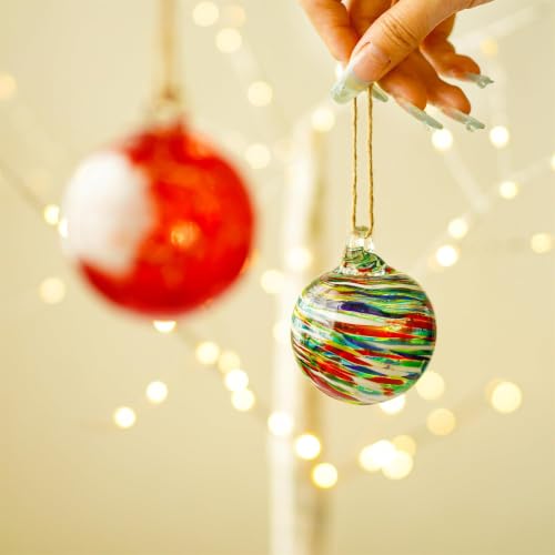6Pcs Hand Blown Glass Ornament Balls 2.3'' Hanging Witches Ball Gazing Ball (6 Count)