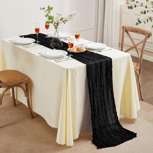 6 Pack Black Cheesecloth Table Runner 10FT Boho Gauze Home Decor (5.28 Ounce)