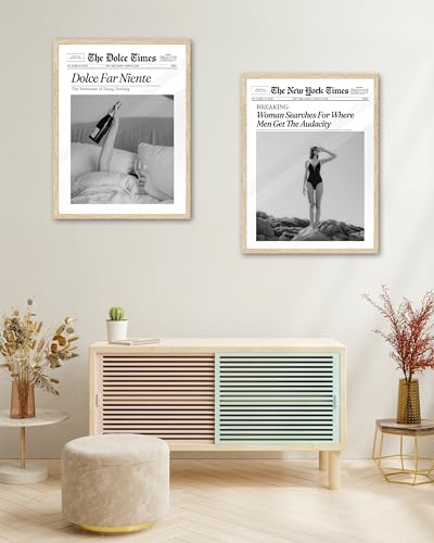 12x16in Dolce Far Niente Framed Newspaper Wall Art